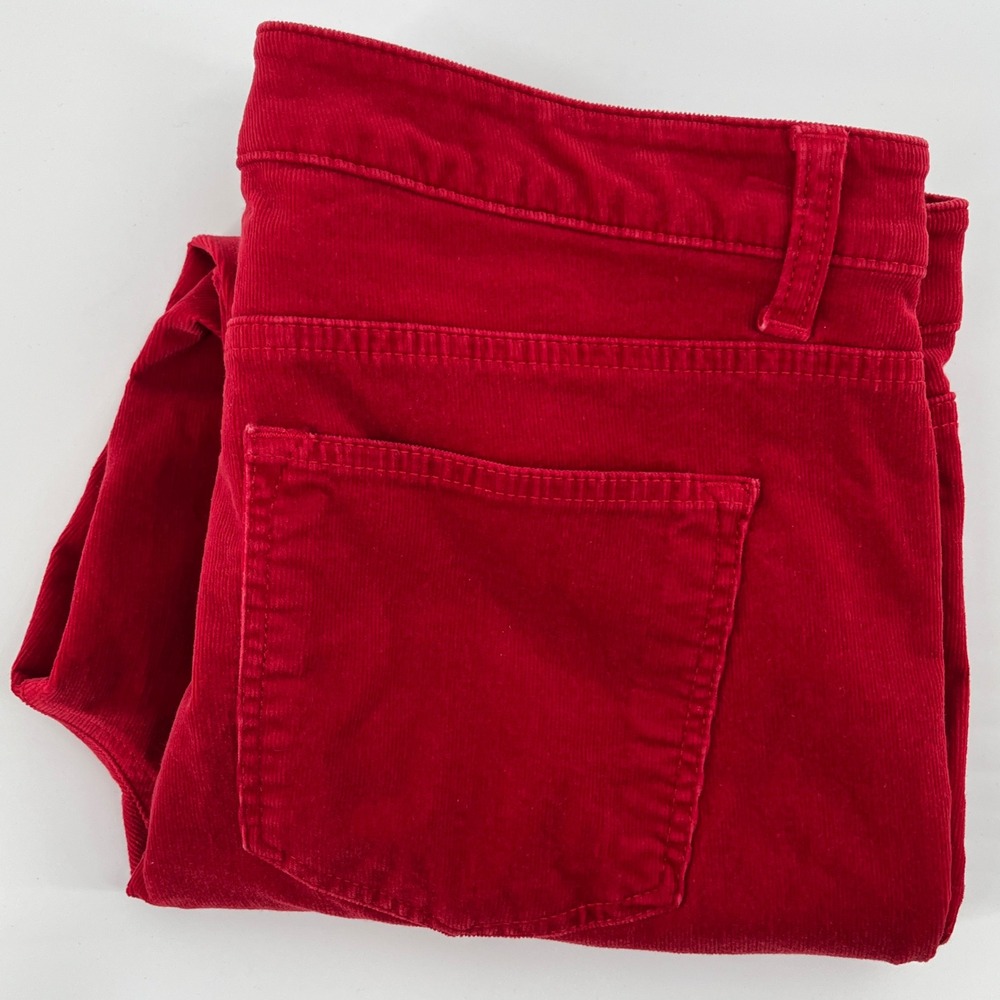 Talbots Womens Red Corduroy Straight Leg Pants Size 12P Petite P19-603